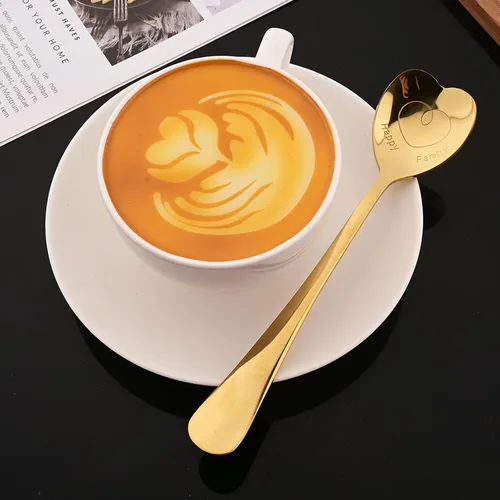 Miniatura 7 de JASHII 8 cucharaditas de acero inoxidable con forma de corazón negro brillante, cucharas de café de postre, cuchara de amor, cuchara mezcladora