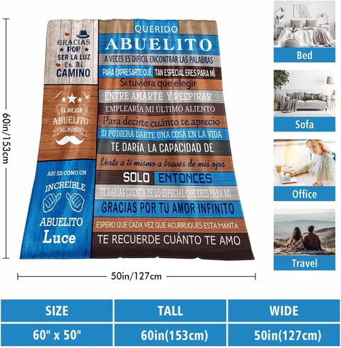 Miniatura 3 de Regalos de Abuelito, Regalos para Abuelo Dia del Padre, Regalos para Abuelo en Español, El Mejor Abuelo Del Mundo, Manta para abuelo 60 x 50