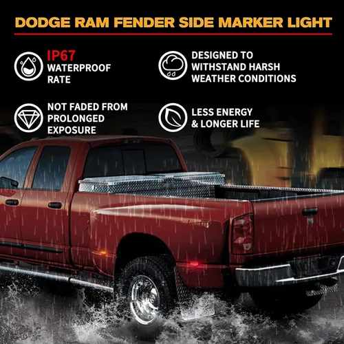 Miniatura 7 de POPMOTORZ 4 piezas de luz LED para guardabarros laterales compatibles con 2003-2009 Dodge RAM 2500 3500 SLT ST TRX4 Sport Laramie luz de posición