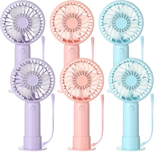Miniatura 16 de Tujoe Mini ventilador de mano potente de 3 velocidades, ventilador personal pequeño portátil recargable con base USB para mujeres, maquillaje