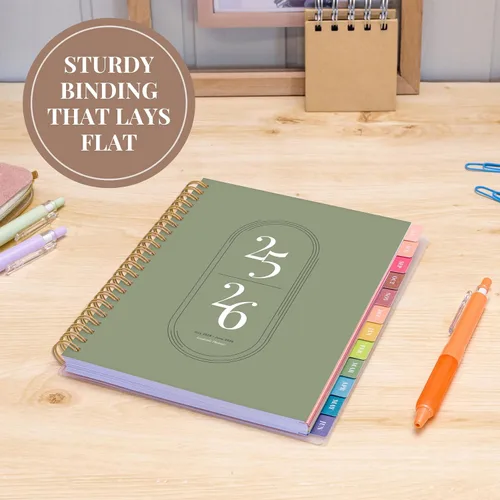 Miniatura 7 de Rileys - Agenda académica 2025-2026, agenda diaria, semanal y mensual, julio de 2025 a junio de 2026, páginas de notas para estudiantes, Verde
