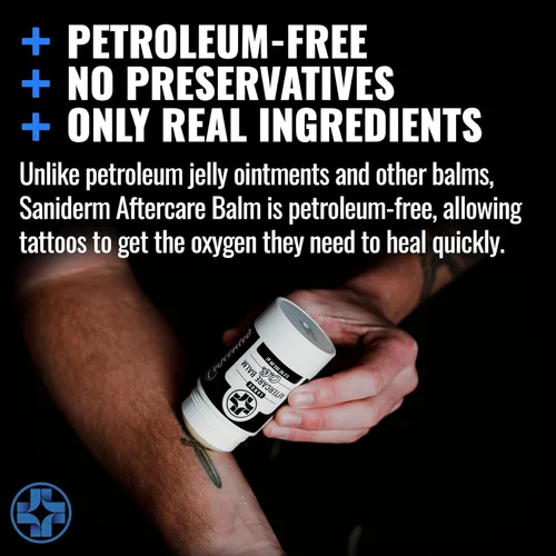 Miniatura 4 de Saniderm Original Tattoo Aftercare Balm – Grande (2.2 oz) – Sin petróleo – Hidratante natural para tatuajes sin fragancia, hecho con manteca