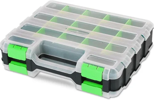 Organizador de piezas pequeñas | Caja de almacenamiento para herramientas, caja de herramientas con 34 compartimentos, caja organizadora de doble