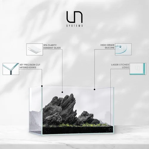 Miniatura 3 de Ultum Nature Systems - Acuario sin marcos ultratransparente, cristal con poco hierro, bordes con corte a inglete a 45º, grosor de 13/64 a 15/32