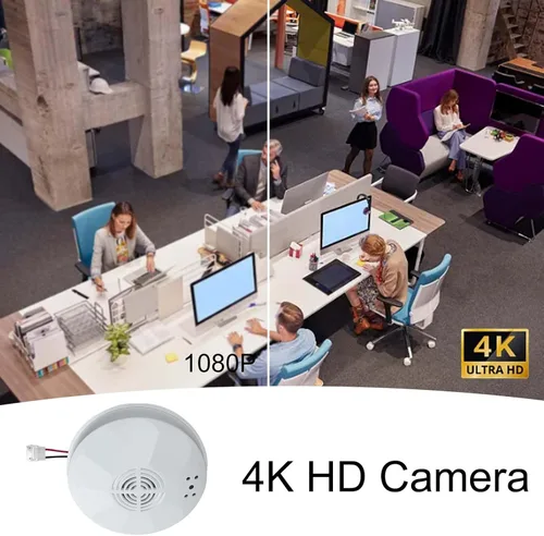 Miniatura 3 de Cámara oculta 4K Ultra WiFi, cámaras con forma de detector de humo con visión nocturna clara, batería recargable de 800 mAh, grabación de video