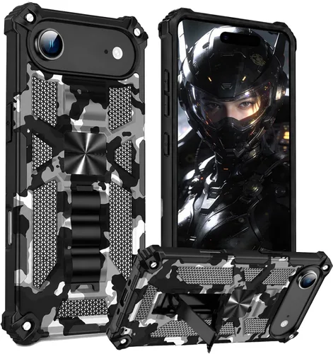Miniatura 36 de CCSmall Funda de camuflaje para Apple iPhone 14 para hombres, protección resistente a prueba de golpes con función atril para iPhone 14 MC verde