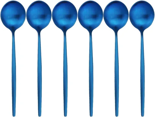 Miniatura 3 de Juego de 6 cucharas de cena mate de acero inoxidable 304 cucharas de sopa con mango largo, cuchara de postre para arroz, gachas de avena y ensalada