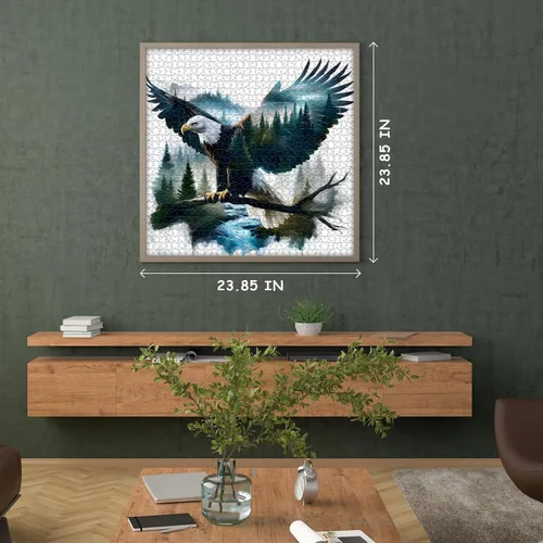 Miniatura 4 de Rompecabezas de águila calva para adultos, 1000 piezas, paisaje de fantasía, animal, pájaro, naturaleza, bosque, planta, escénico, imposible