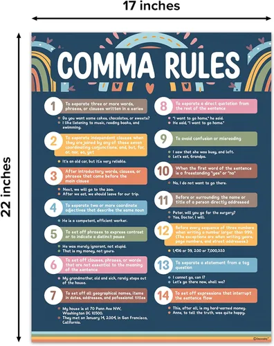 Miniatura 4 de Decorably 5 pósteres bohemios de arcoíris en inglés para aula, 17 x 22 pulgadas, laminado mate para pasillos escolares, tablones de anuncios