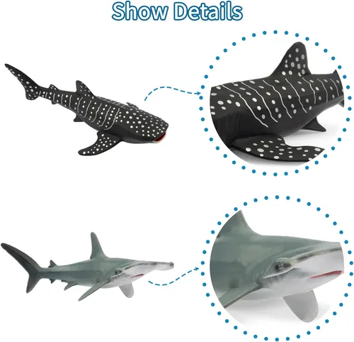 Miniatura 3 de Toymany 10 figuras realistas de juguete de baño de tiburón de 5 a 6 pulgadas de largo, juego de figuras de plástico de animales marinos del océano