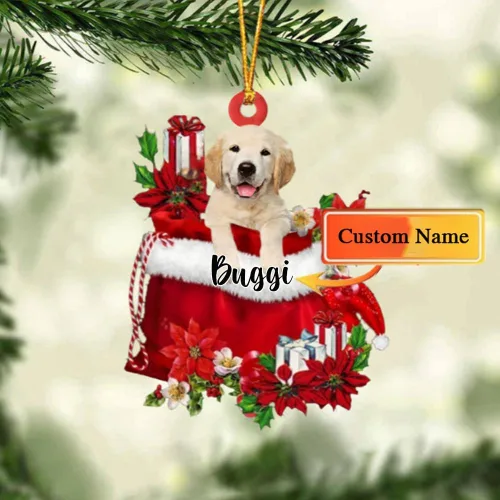 Miniatura 119 de Perro Akita Inu personalizado en bolsa de regalo, adorno de Navidad, nombre personalizado, regalo para amantes de los perros, familia, Navidad