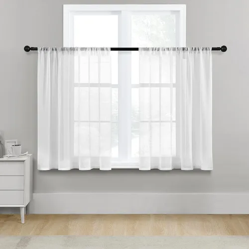 Miniatura 30 de MRTREES Cortinas transparentes de Aqua Blue, para cocina, de 36 pulgadas de longitud, cortinas transparentes de gasa con filtro de luz, cortinas