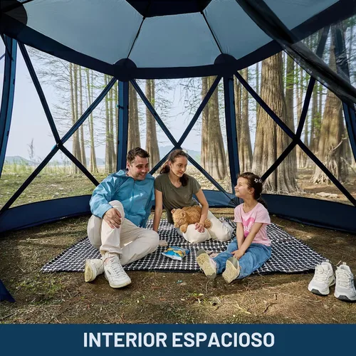 Miniatura 8 de Timber Ridge Gazebo desplegable, casa portátil de pantalla instantánea con malla, fácil de instalar en 60 segundos, mide 12.1' x 10.5' x 7.2', se