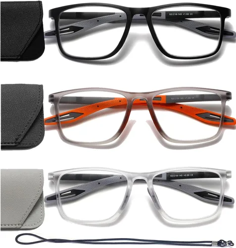Miniatura 9 de Hubeye TR90 Gafas de lectura deportivas para hombres y mujeres, ultraligeras, flexibles, anti-luz azul (+1.25)