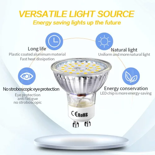 Miniatura 2 de Ruiandsion Bombillas LED GU10 de 85-265 V, luz diurna blanca, 5000 K, 2835, 24SMD, 400 lúmenes, 4 W, repuesto para foco empotrado de riel,