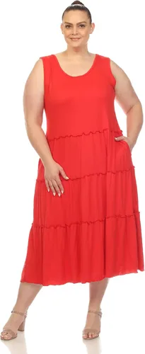 Miniatura 5 de Vestido midi escalonado con cuello redondo y talla grande para mujer