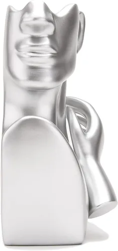 Miniatura 3 de BRABUD Maceta de resina de media cara con cabeza de plata, maceta para interiores y exteriores, moderna decoración para el hogar, habitación