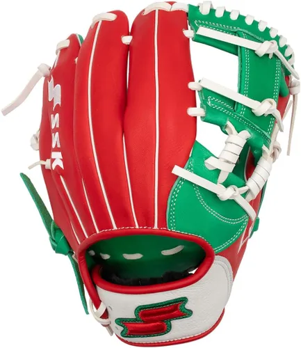 Miniatura 2 de SSK Z5 Craftsman Guante de béisbol para infield – 11.25” - 11.5” - 11.75” - 12” – Lanzamiento con mano derecha y izquierda Rojo/Verde Kelly/Blanco