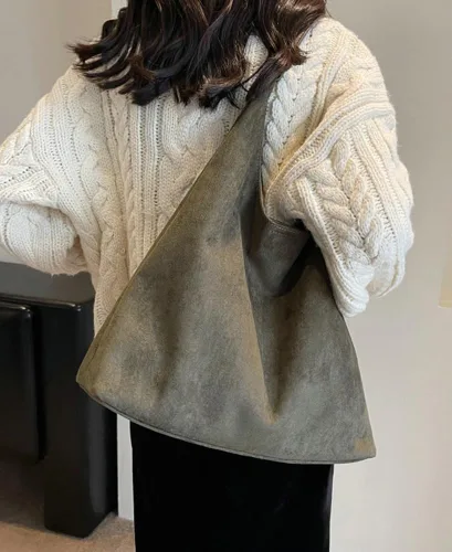 Miniatura 2 de Bolsos de hombro de gamuza para mujer, bolso de mano grande, bolso retro, bolso casual de trabajo para mujer con asa superior
