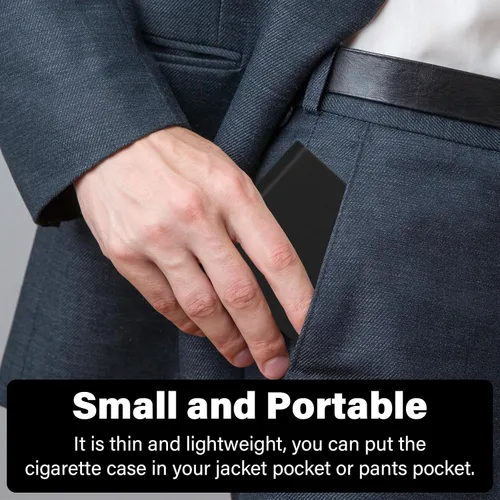 Miniatura 4 de Caja de cigarrillos de cuero delgada portátil para sostener 10 cigarrillos de tamaño regular - Caja de cigarrillos de cuero de acero inoxidable