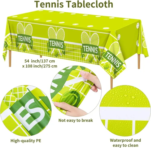 Miniatura 3 de durony 169 piezas de suministros de fiesta de tenis incluyen 48 platos de postre de tenis, 24 vasos de papel de tenis, mantel de plástico, 24