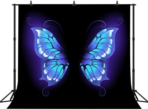 Miniatura 11 de Fondo de fotos de retrato de ensueño con alas de mariposa azul para fotografía de vinilo de 5 x 3 pies para eventos, decoración de fiesta, telón