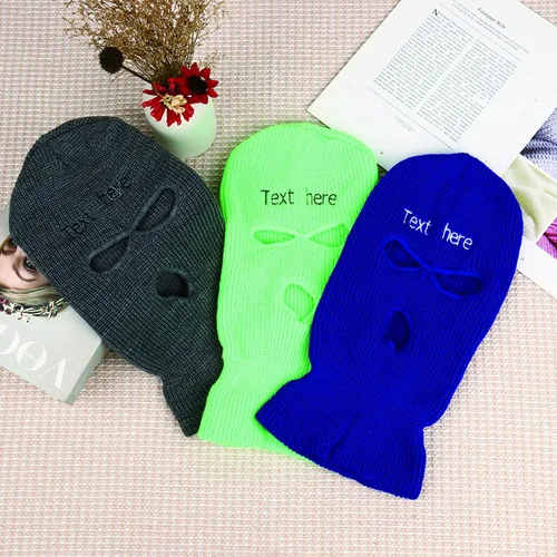 Miniatura 3 de Sinseike Máscara tejida de invierno bordada personalizada,Pasamontañas de punto cálido personalizado