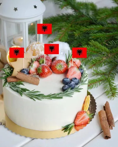 Miniatura 7 de stidsds 100 banderas de Albania con palillos de dientes de Albania, mini adornos pequeños para cupcakes albaneses, banderas de palo para fiesta
