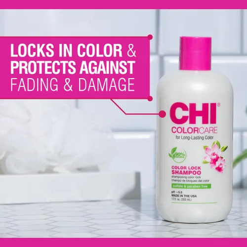 Miniatura 2 de CHI ColorCare - Champú Color Lock, bloquea el color y repone la humedad para cabello teñido sin sulfatos, parabenos y crueldad, 12 onzas