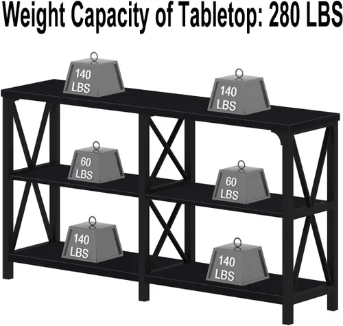 Miniatura 5 de IBF Mesa consola negra, moderna mesa de sofá detrás del sofá, mesa de entrada industrial para pasillo, sala de estar, mesa de entrada de metal