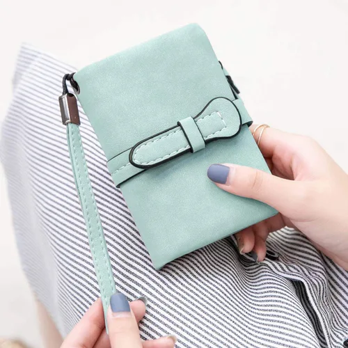 Miniatura 4 de AOXONEL Women's Small Bifold Leather wallet Rfid blocking Ladies Wristlet with Card holder id window Coin Purse