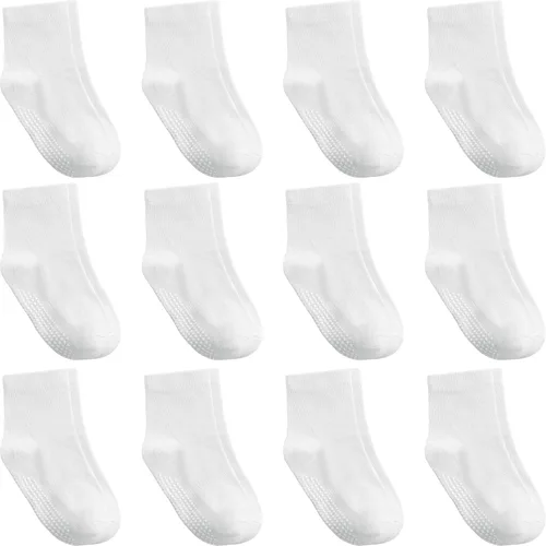 Miniatura 29 de Calcetines antideslizantes con agarre para tobillos, paquete de 12 unidades para niños pequeños, niños y niñas, lindos calcetines de algodón