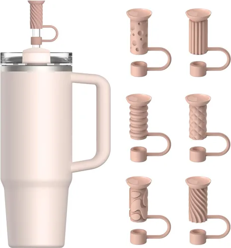 Miniatura 10 de YOTIME Tapas de silicona para popotes, 6 piezas reutilizables de 0.39 pulgadas/10mm con ventosa para Stanley Cup 40 30 oz, color negro