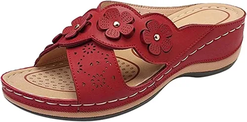 Miniatura 29 de Ladmiple Sandalias ortopédicas florales de moda 2023 con soporte de arco, zapatillas romanas casuales con puntera abierta