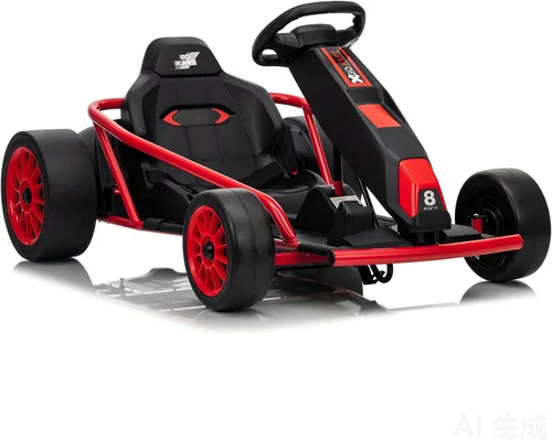 Miniatura 14 de Go Kart de 24 V para niños de 8 a 12 años, 300 W x 2 motores extra potentes, batería grande de 9 Ah de 8.1 MPH de alta velocidad con música, bocina
