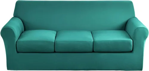 Miniatura 56 de Fundas elásticas para sofá de 1/2/3 cojines, funda estampada con fundas de cojín de asiento separadas, fundas de sofá lavables, protector de muebles