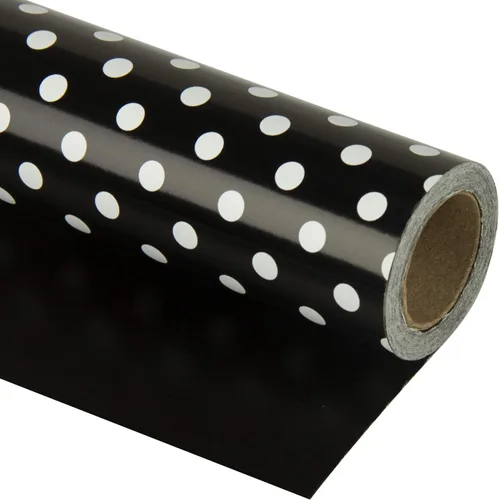Papel de regalo reversible WRAPAHOLIC, diseño de lunares negro para regalos de cumpleaños, santos, bodas, baby shower. Medidas: 30 pulgadas x 33