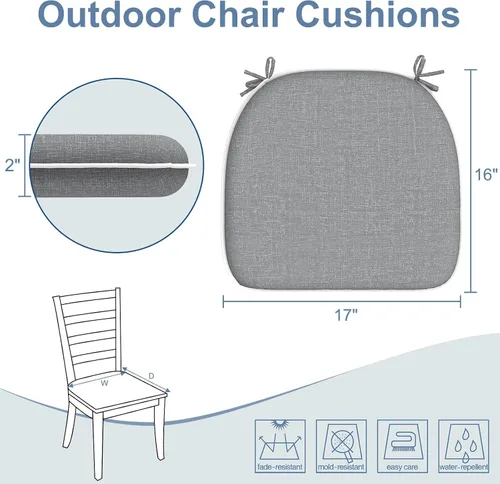 Miniatura 3 de LVTXIII - Cojines de asiento de patio de 16 pulgadas de profundidad x 17 pulgadas de ancho, cojines para sillas de exteriores, para todo tipo de gris