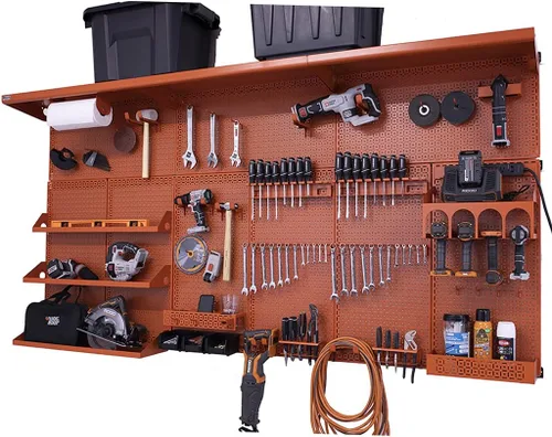 Miniatura 8 de OmniWall Weekend Warrior XL - Sistema de organización de pared de metal (negro/azul)