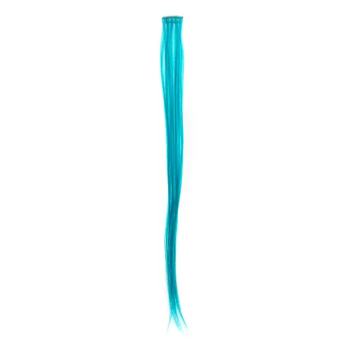 Miniatura 4 de SWACC 12 unidades de broches con extensiones reflejos para cabello de un solo color para fiestas. Mechones de cabello sintético de color., Azul Azul