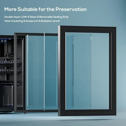 Miniatura 6 de Manastin - Refrigerador para bebidas enfriador independiente mini refrigerador con puerta de vidrio, estantes ajustables y pantalla digital de Negro