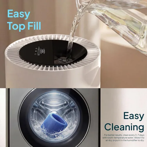 Miniatura 8 de Humidificador evaporativo de 8L para habitaciones grandes de hasta 1000 pies ² - Evaporación fría segura para bebés y mascotas, salida de 30.4 fl 8L