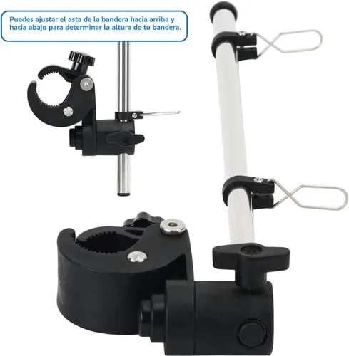 Miniatura 3 de Mástil universal para bandera de barco, abrazadera ajustable de acero inoxidable 316, kit de poste de bandera de barco con montaje en riel sin