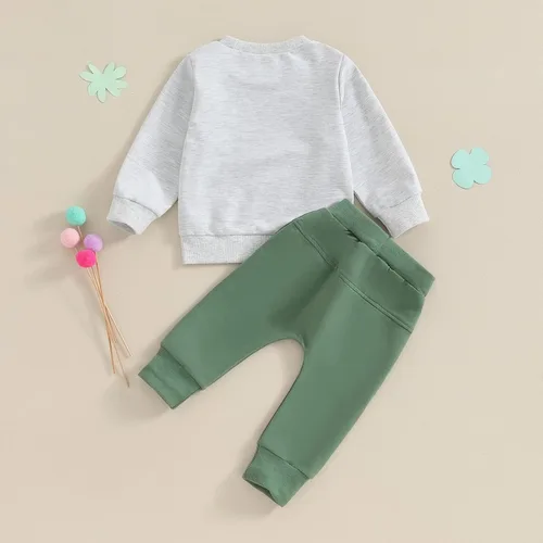 Miniatura 3 de Ropa para el día de San Valentín para bebé, sudadera de manga larga con letras, pantalones deportivos elásticos para otoño e invierno