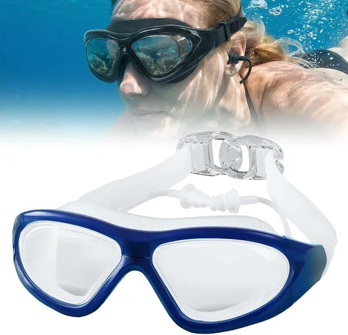 Miniatura 10 de Fliwos Gafas de natación para hombres y mujeres, gafas de natación antivaho con tapones integrados para los oídos, correa ajustable con sello