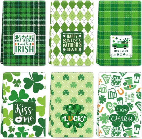 Patelai 6 Pcs Toallas de Cocina del Día de San Patricio Toalla de Trébol Shamrock Toallas de Mano para Baño Toallas para Platos y Té Regalos y