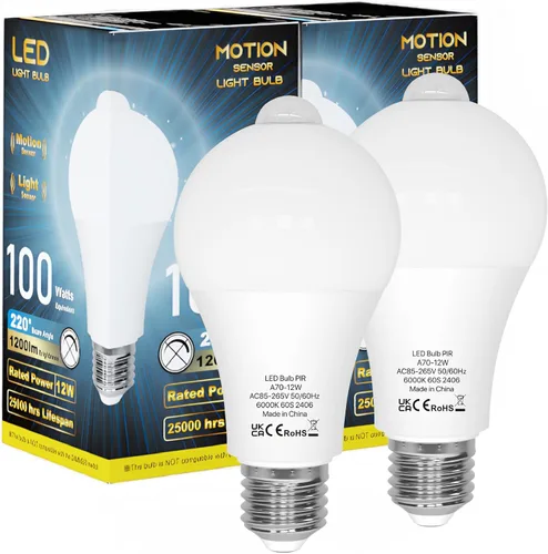 Miniatura 10 de ORALUCE Bombillas con sensor de movimiento para interiores y exteriores, equivalente a 60 vatios, A19 E26 9 W, bombilla LED activada por movimiento