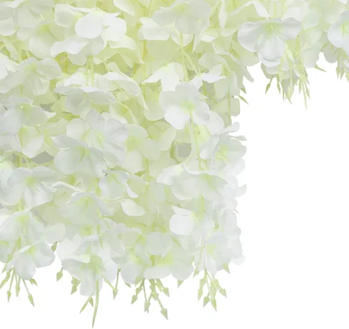 Miniatura 7 de U'Artlines Paquete de 12 (total de 43.2 pies), guirnalda colgante de ratán artificial de glicina falsa, flores de seda, decoración para el hogar