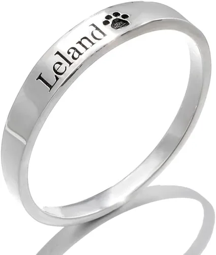 Miniatura 5 de Anillo de plata de ley 925 personalizado con estampado de pata de perro, joyería conmemorativa de pérdida de mascotas Oro