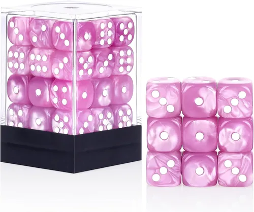 Miniatura 36 de 36 de paquete de dados de 12 mm de 6 caras MINI, juego de dados de patrón de perla, dados estándar de 6 caras para Yahtzee, Bunco o enseñanza